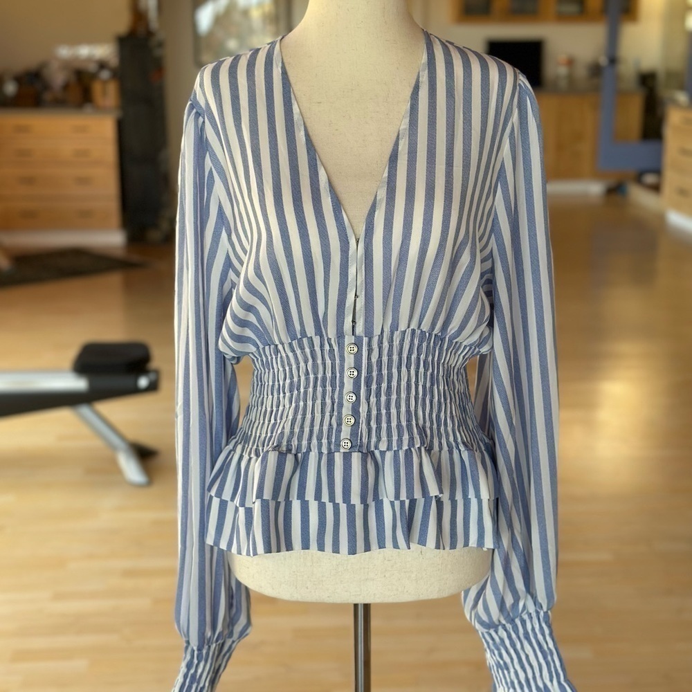 Adorable Striped Peplum Top NWT Large